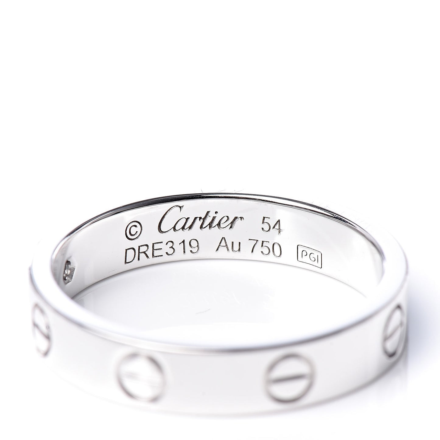 18K White Gold Diamond 3.5mm LOVE Wedding Band Ring 54 6.75