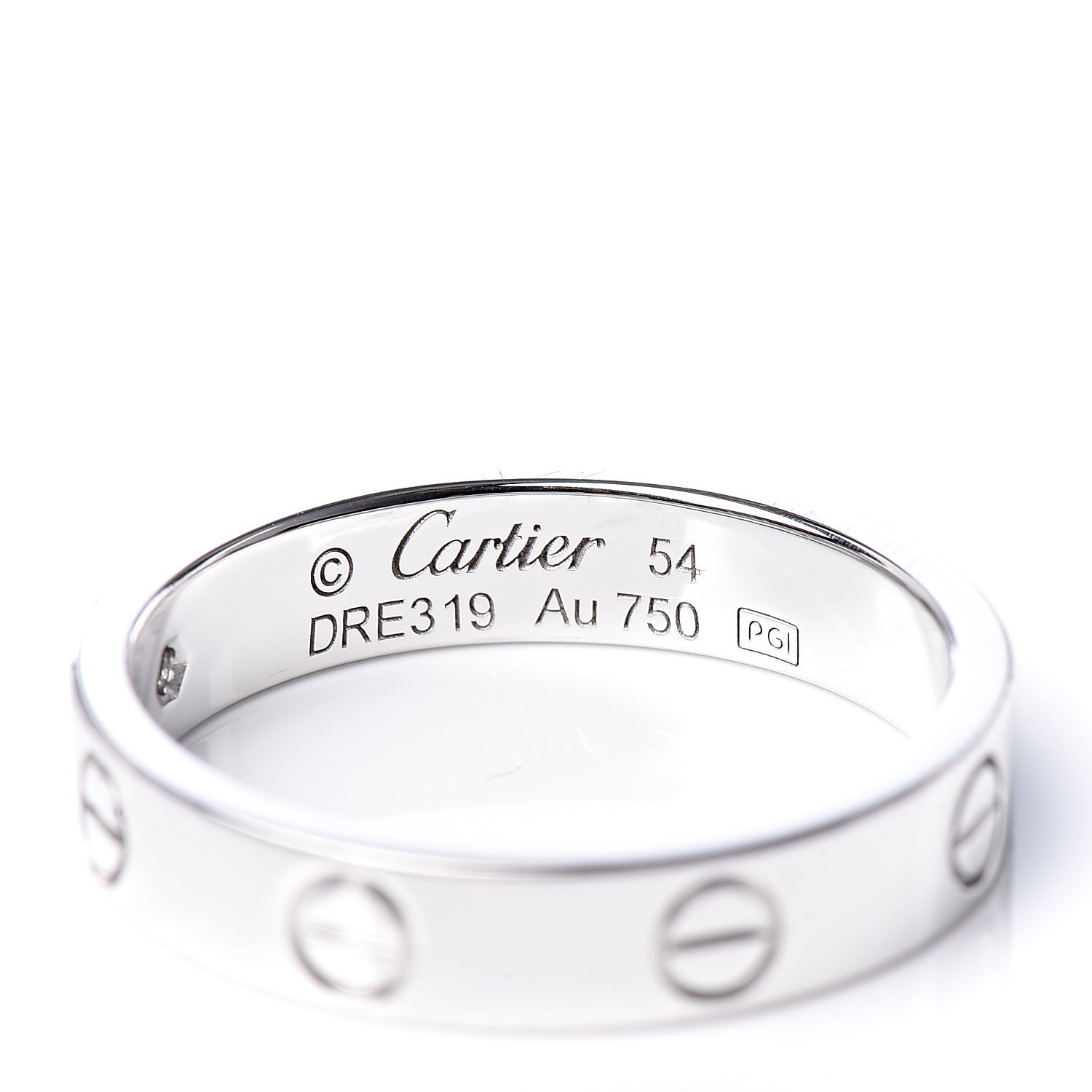 Cartier 18K White Gold Diamond 3.5mm LOVE Wedding Band Ring 54 6.75 4 of 4
