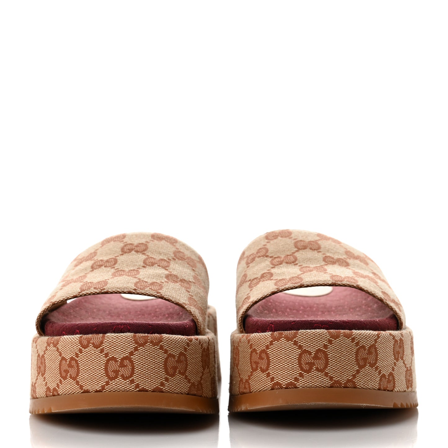 Canvas GG Monogram Angelina Platform Slide Sandals 37.5 Beige Ruggine