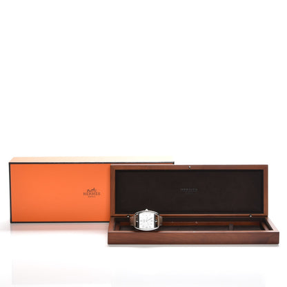 Hermes Stainless Steel Swift 33mm Cape Cod Tonneau Quartz Watch Etoupe 11 of 11