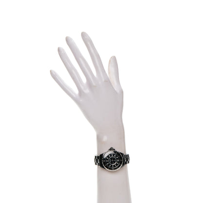 Chanel Stainless Steel Ceramic Diamond 33mm J12 Quartz Watch Black 2 of 8