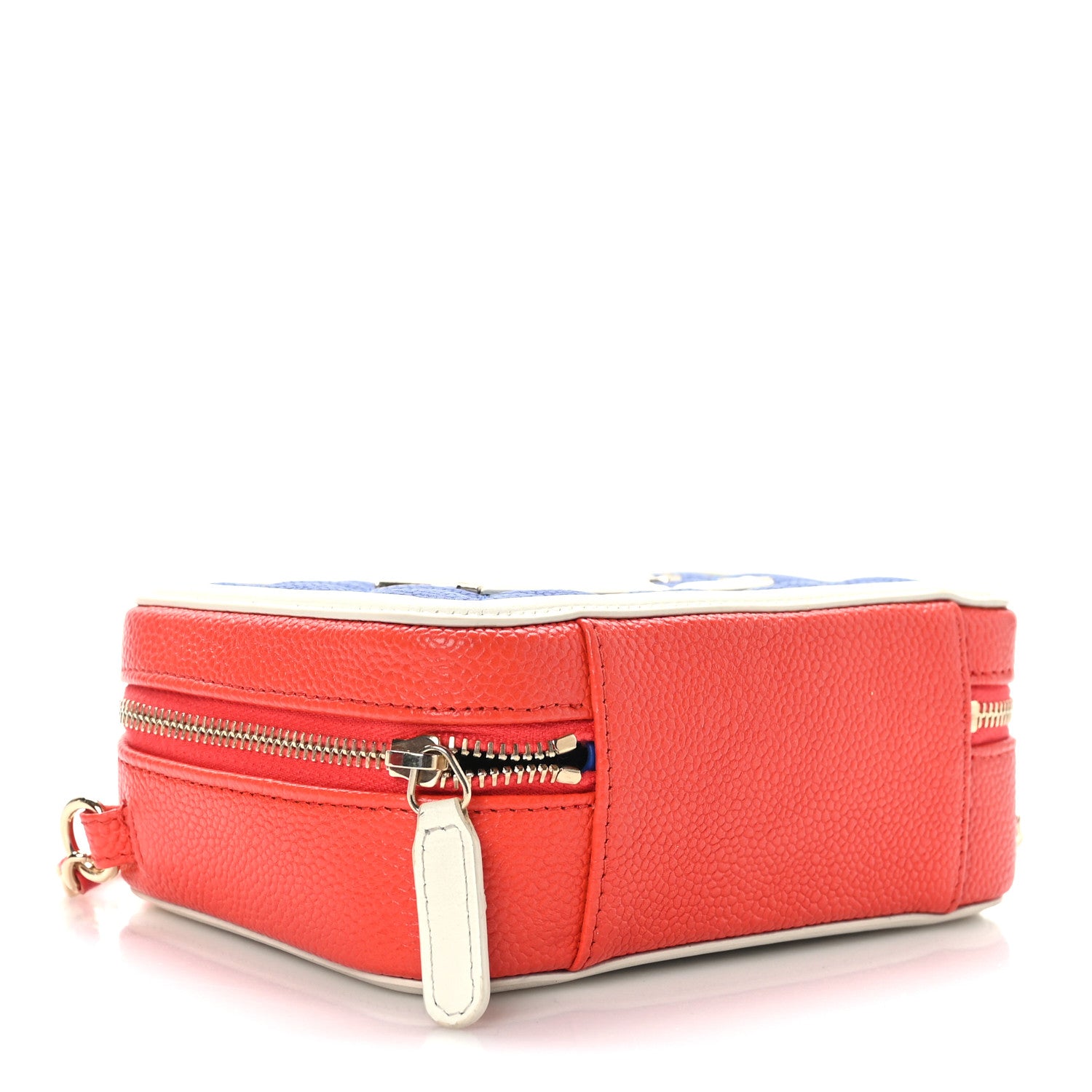Chanel Caviar Quilted Filigree Vanity Clutch With Chain Blue White Red 4 of 9