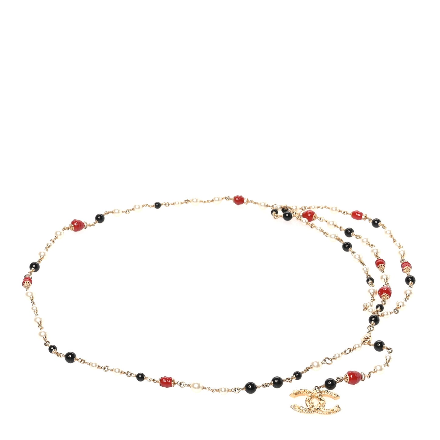 Pearl Bead Crystal Chain CC Fancy Belt Gold Black Red