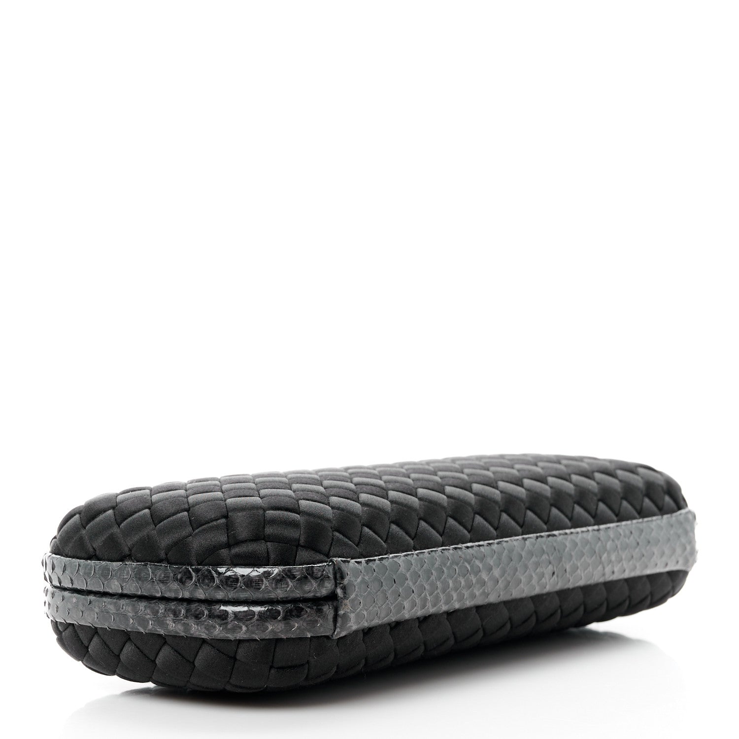 Bottega Veneta Satin Ayers Intreccio Impero Stretch Knot Clutch Black 4 of 9
