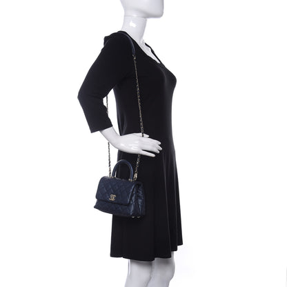 Chanel Iridescent Caviar Quilted Extra Mini Coco Handle Flap Dark Blue 2 of 11