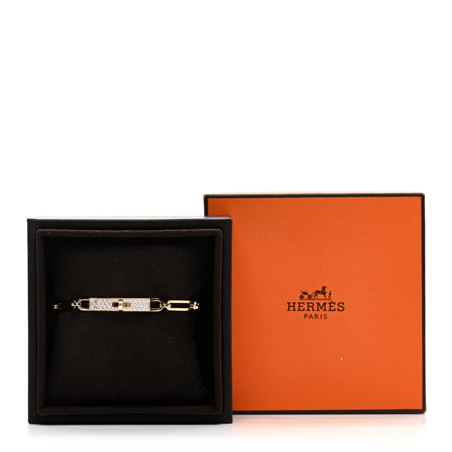 Hermes 18K Rose Gold Diamond Pave PM Kelly Chaine Bracelet SH 4 of 4