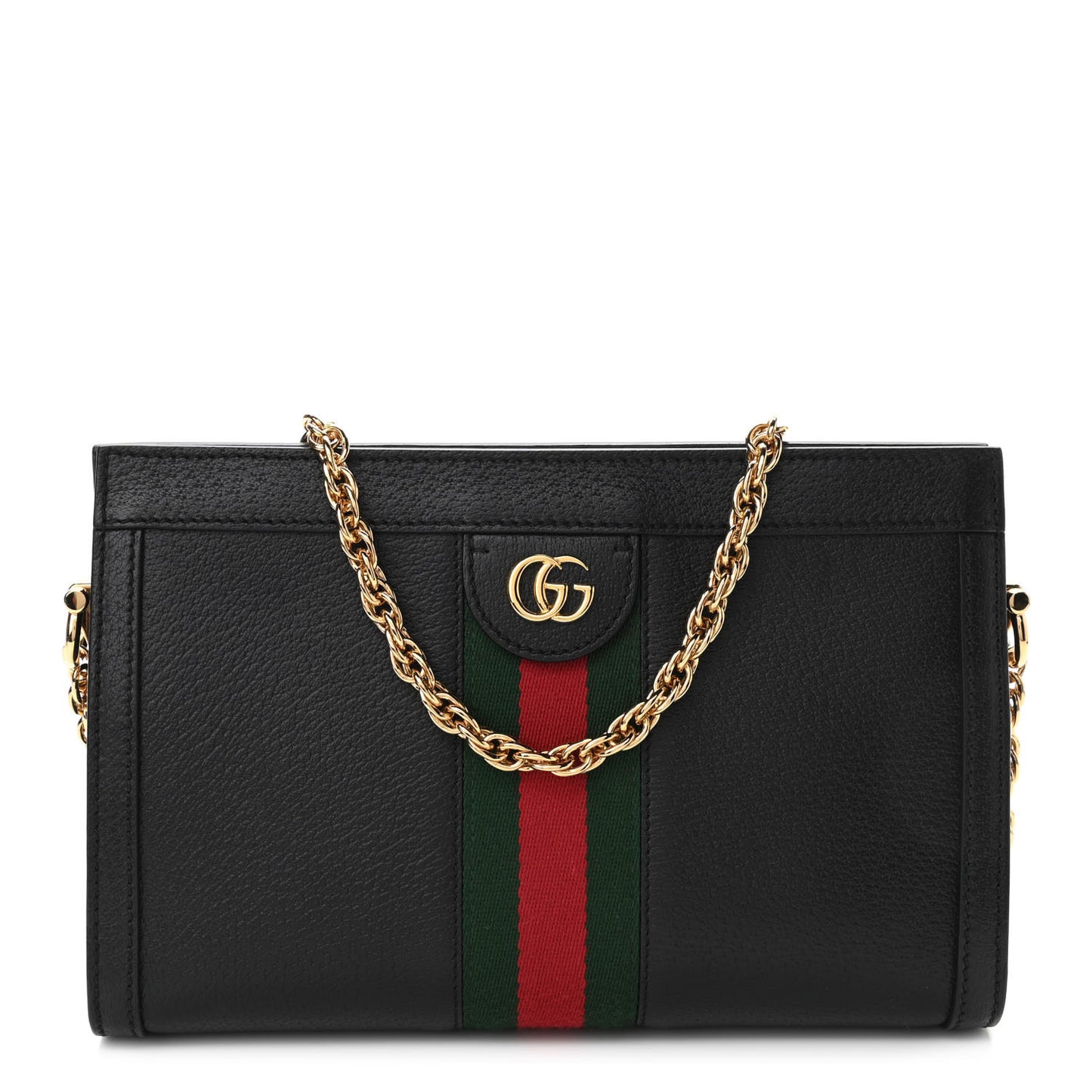 Calfskin GG Web Small Ophidia Chain Shoulder Bag Black