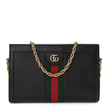 Gucci Calfskin GG Web Small Ophidia Chain Shoulder Bag Black 1 of 10