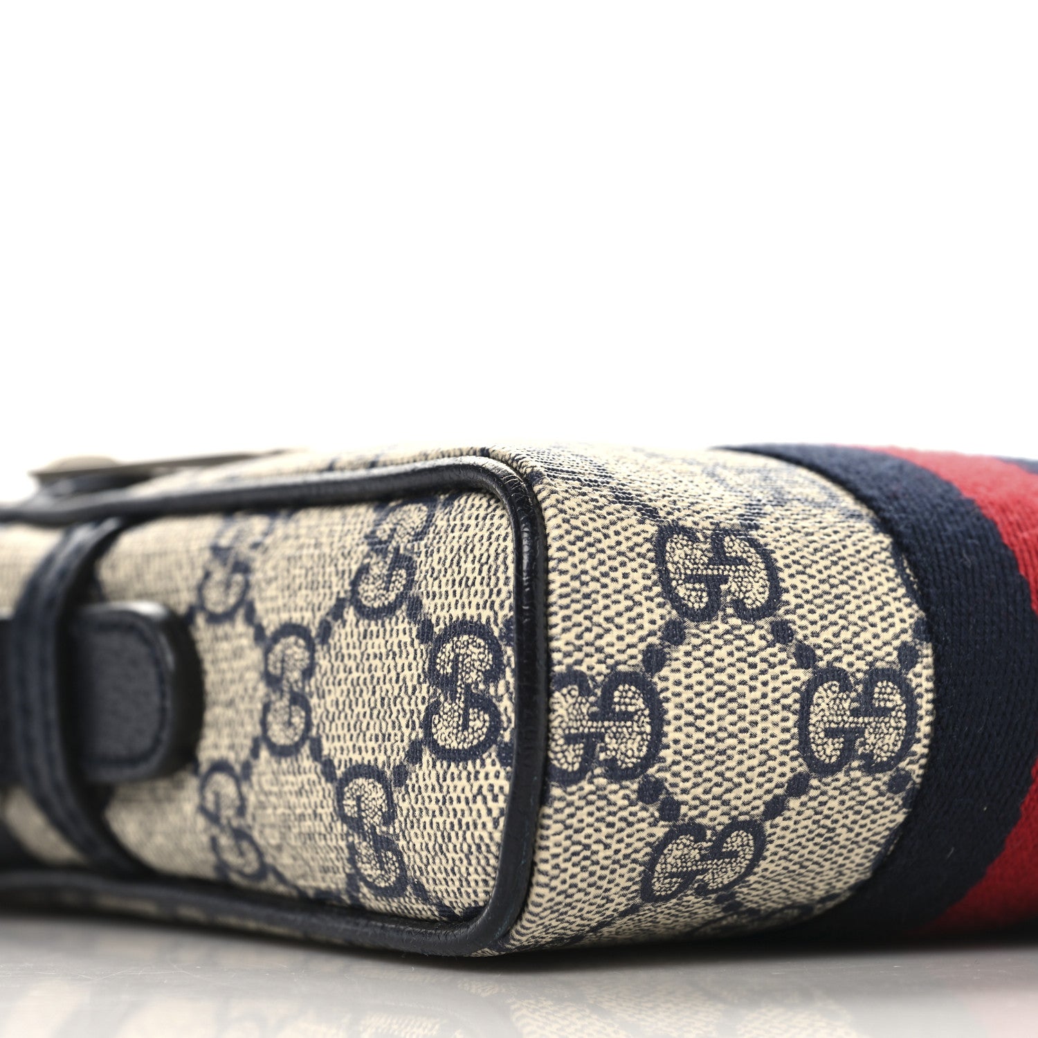 Gucci GG Supreme Monogram Textured Calfskin Web Mini Ophidia Messenger Beige Blue 9 of 10