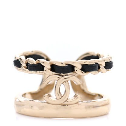 Chanel Metal Lambskin CC Ring 52 Gold Black 1 of 5