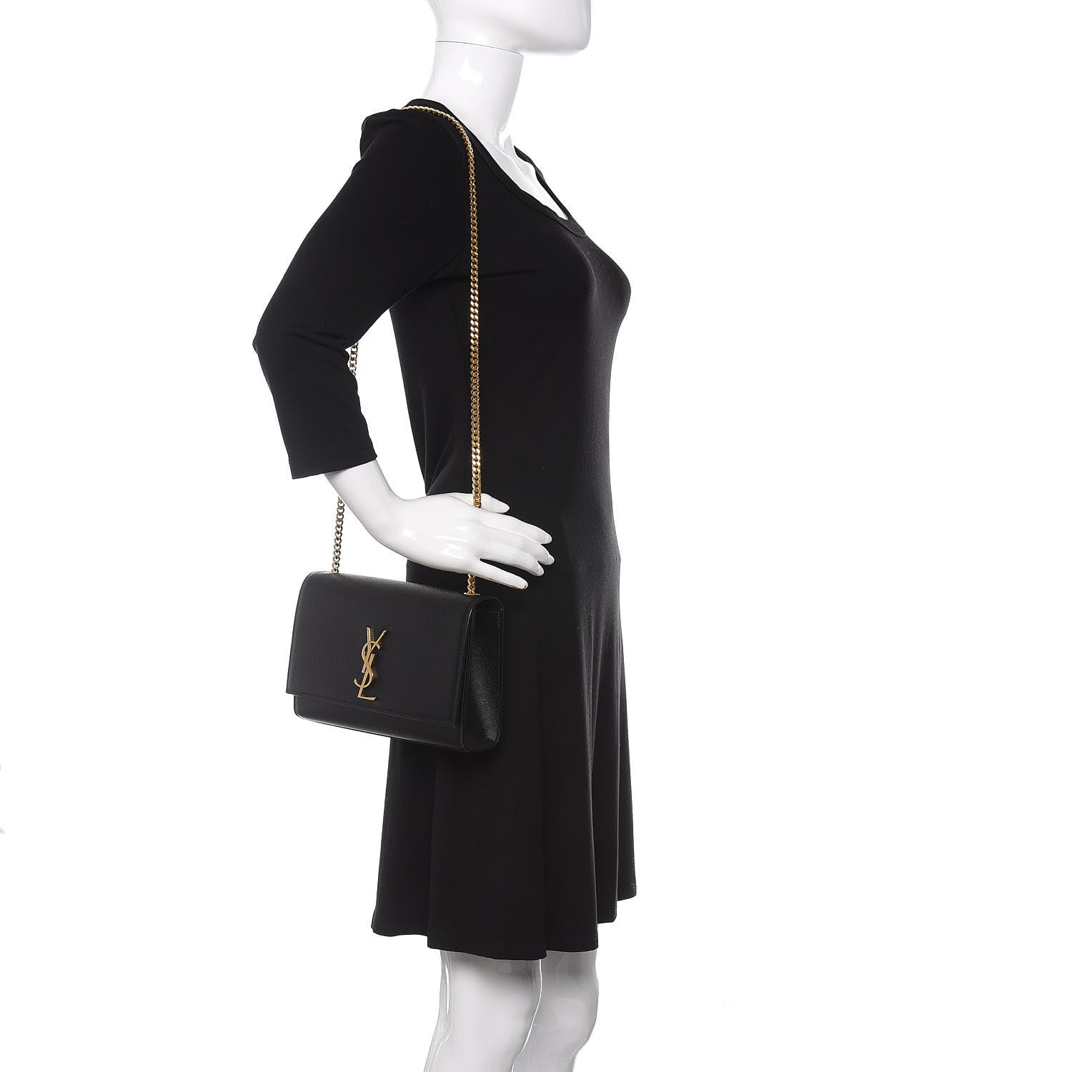 Saint Laurent Grain De Poudre Medium Classic Monogram Kate Satchel Black 2 of 9