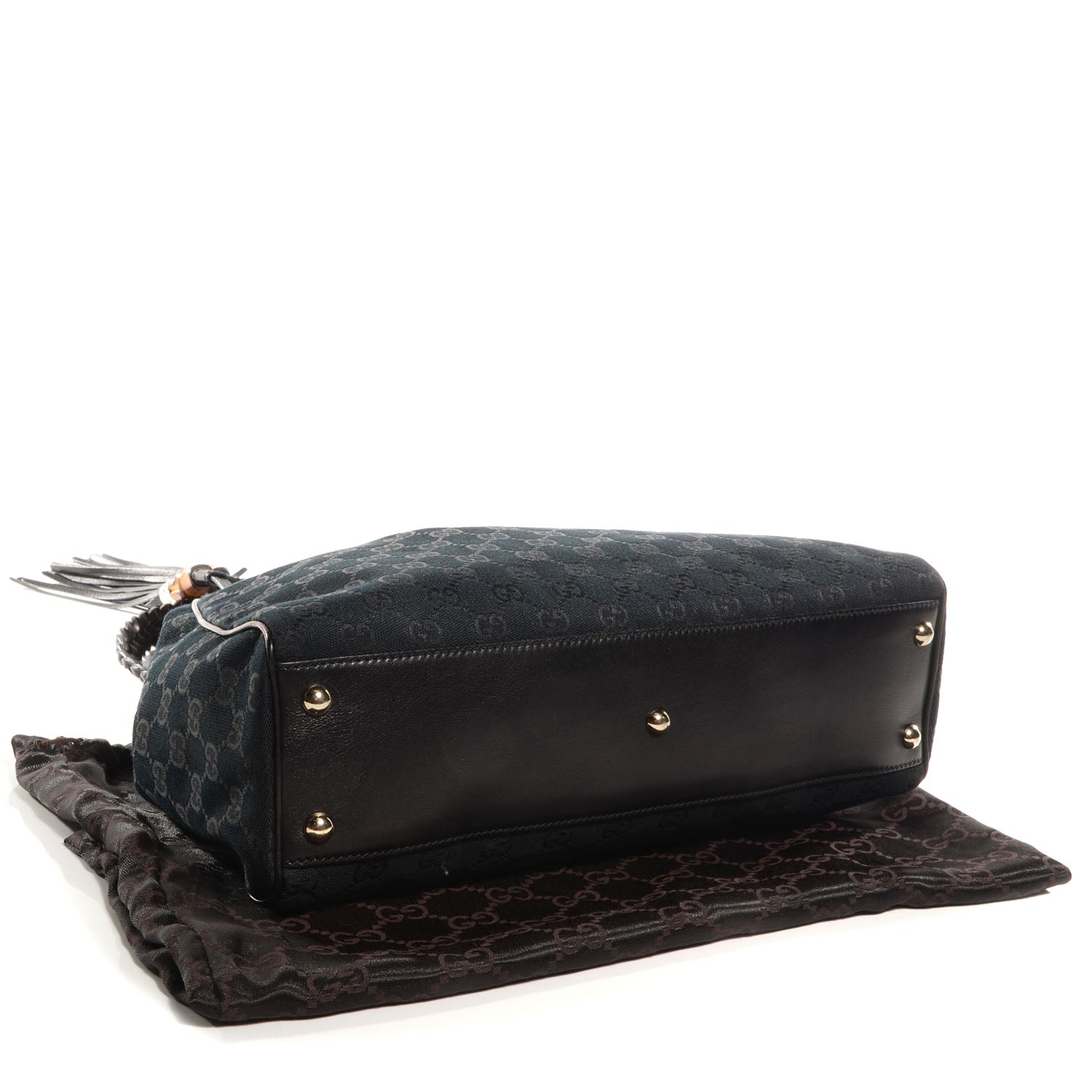 Gucci Monogram Peggy Braided Tote Black 4 of 7