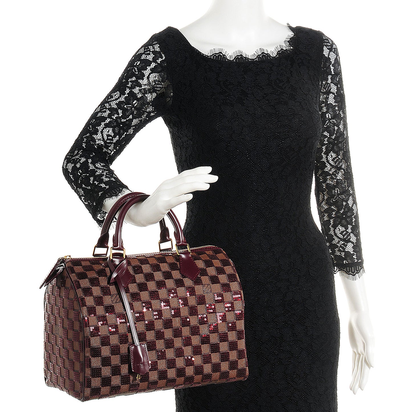 Damier Paillettes Speedy 30 Rouge
