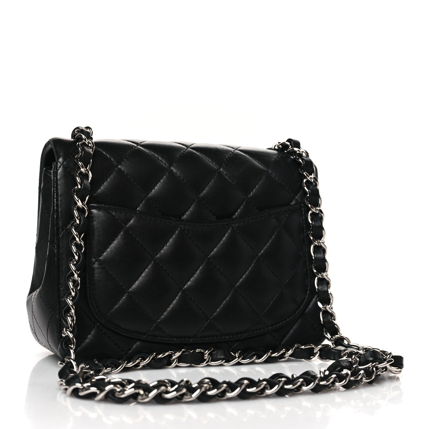 Lambskin Quilted Mini Square Flap Black