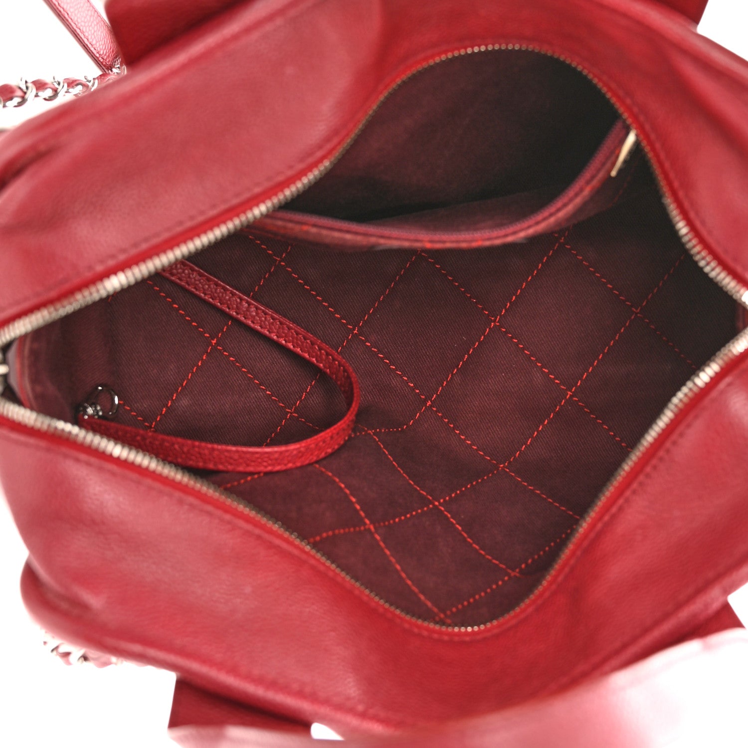 Chanel Caviar Quilted Small Deauville Bowling Bag Red 5 of 10