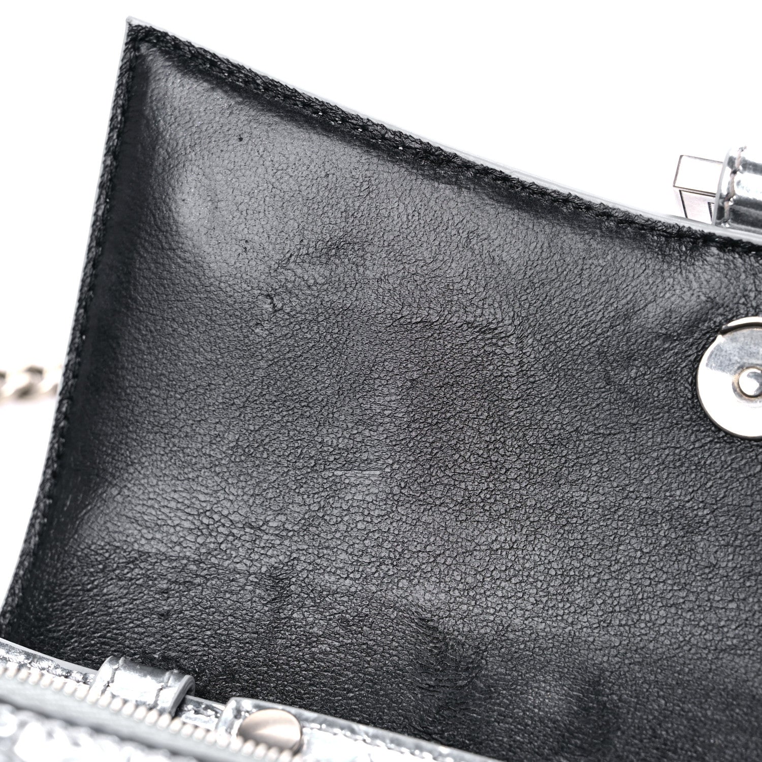 Balenciaga Metallic Calfskin Crocodile Embossed Hourglass Chain Bag Silver 11 of 12