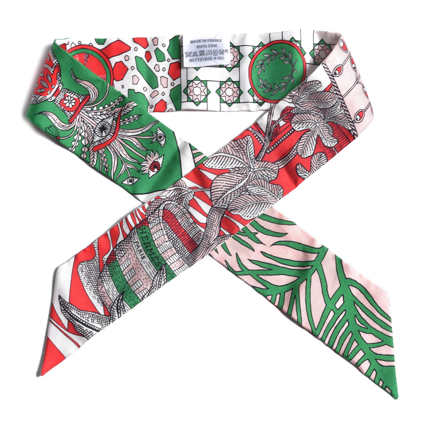 Silk La Danse Des Amazones Twilly Rouge Rose Poudre Vert