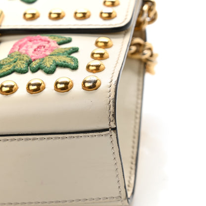 Gucci Calfskin Floral Embroidered Small Padlock Shoulder Bag White 12 of 26