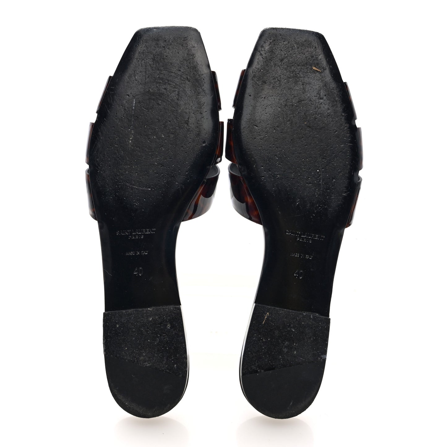 Patent Calfskin Nu Pied 05 Slide Sandals 40 Tortoise