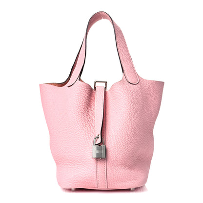 Hermes Taurillon Clemence Picotin Lock 18 PM Rose Sakura 2 of 8