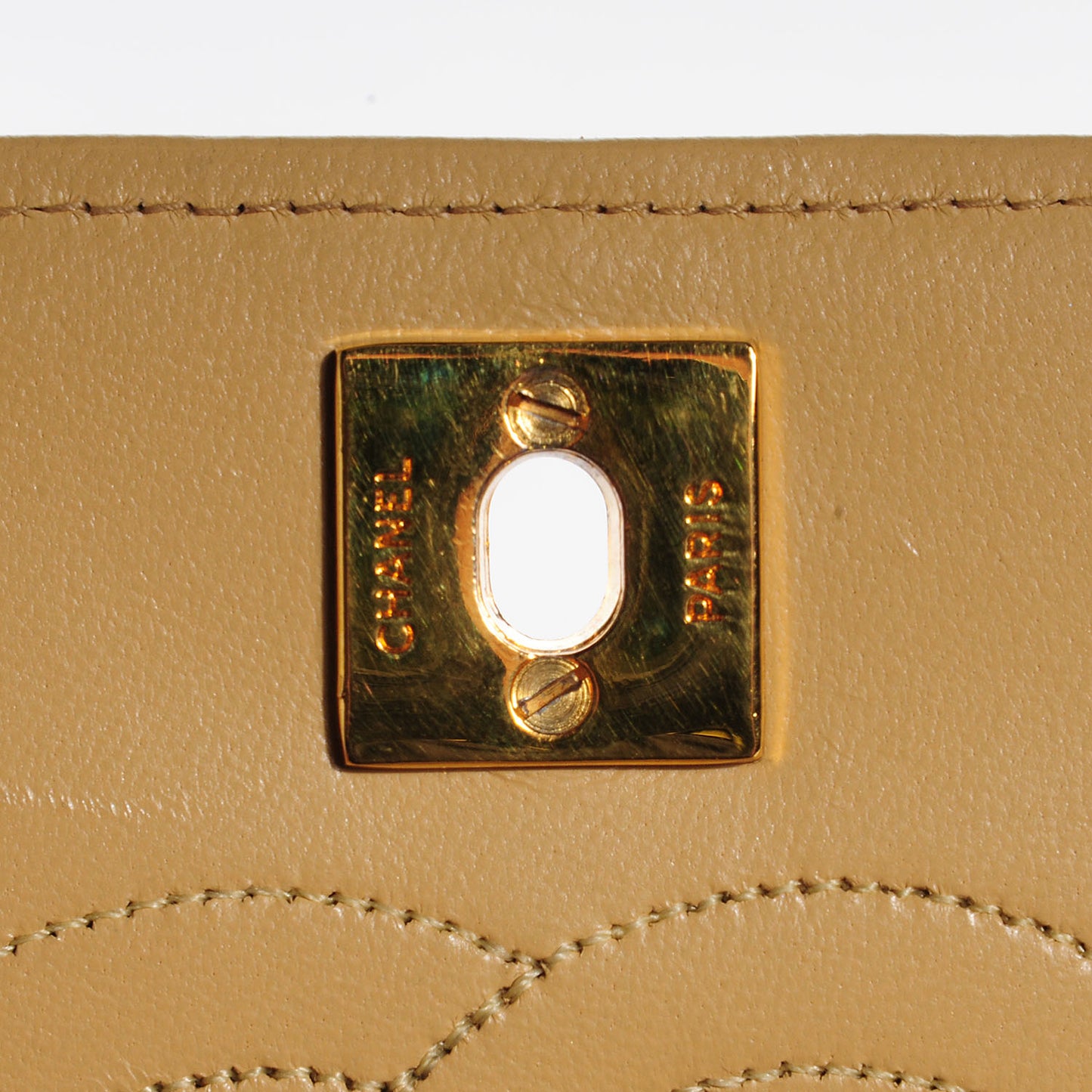 Lambskin Medium Double Flap Beige