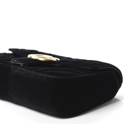 Gucci Velvet Matelasse Mini GG Marmont Shoulder Bag Black 7 of 10