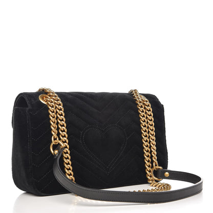 Gucci Velvet Matelasse Small GG Marmont Shoulder Bag Black 3 of 7
