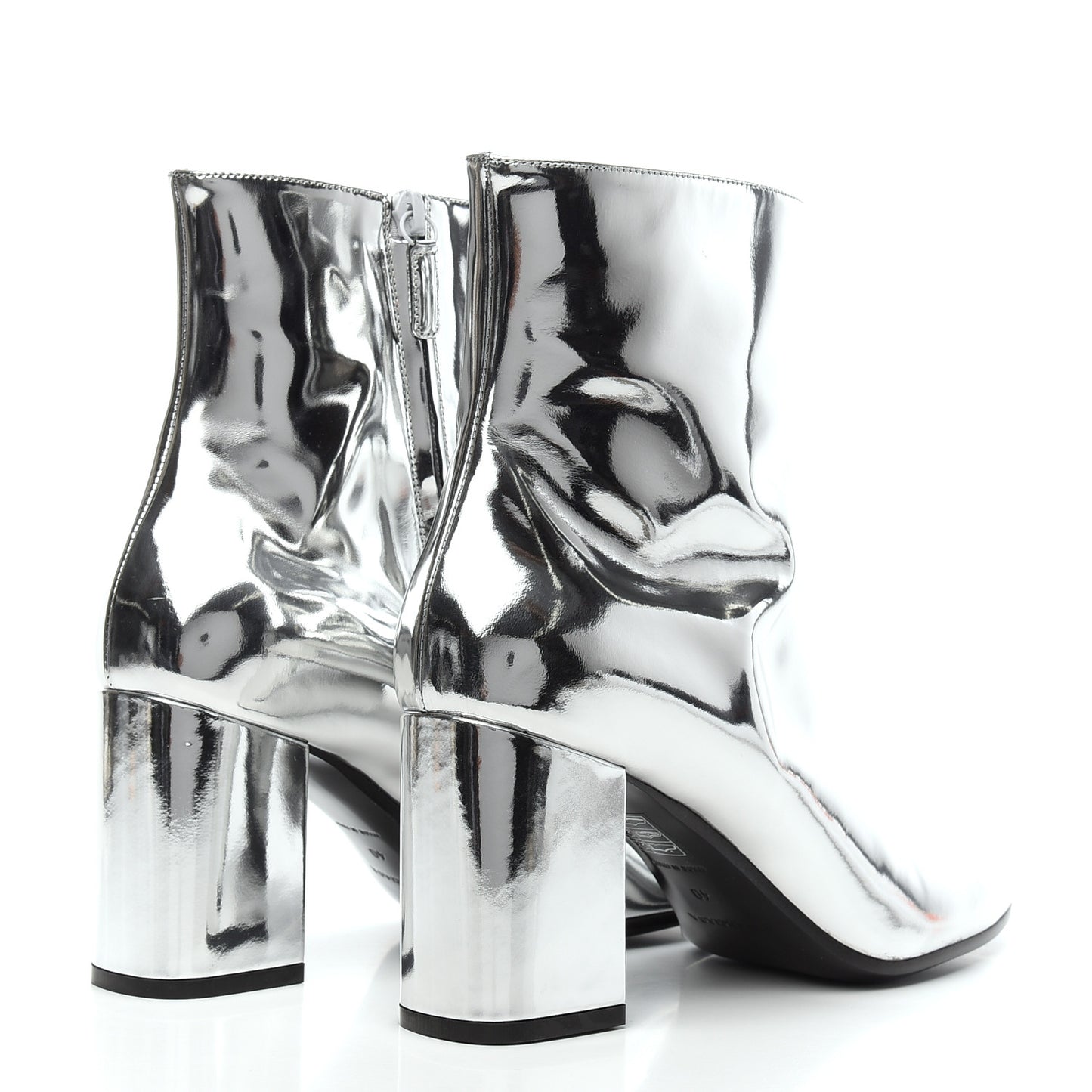 Miroir Calfskin Ankle Booties 40 Argent
