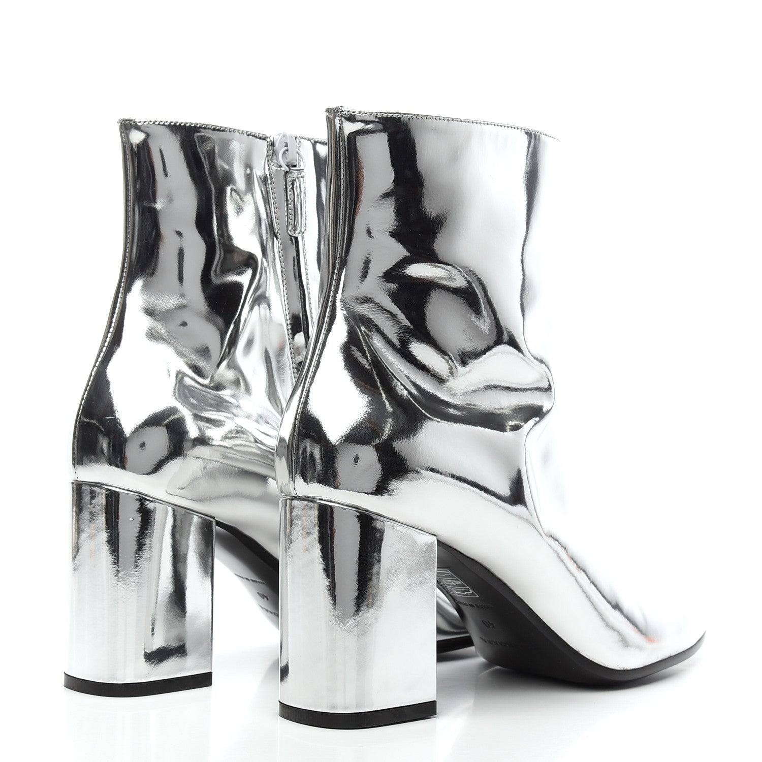 Balenciaga Miroir Calfskin Ankle Booties 40 Argent 4 of 7