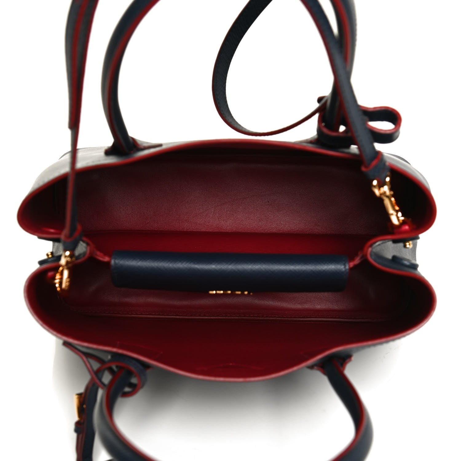 Prada Saffiano Cuir Small Double Bag Baltico Fuoco 4 of 11