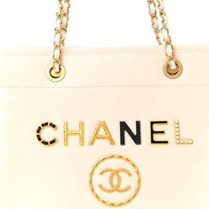 Chanel Aged Calfskin Small Charms Deauville Tote White 8 of 11