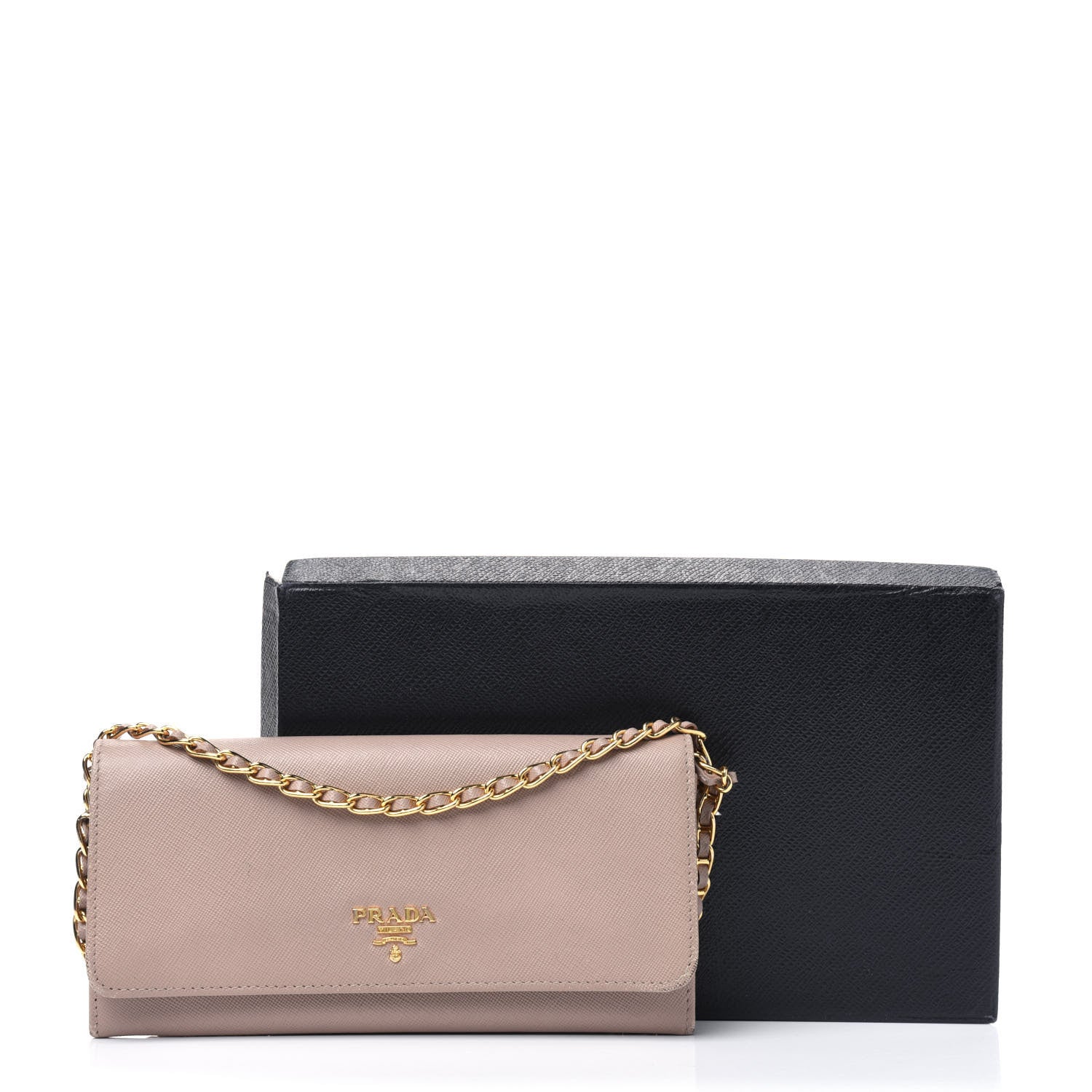 Prada Saffiano Metal Oro Chain Wallet Cammeo 16 of 16