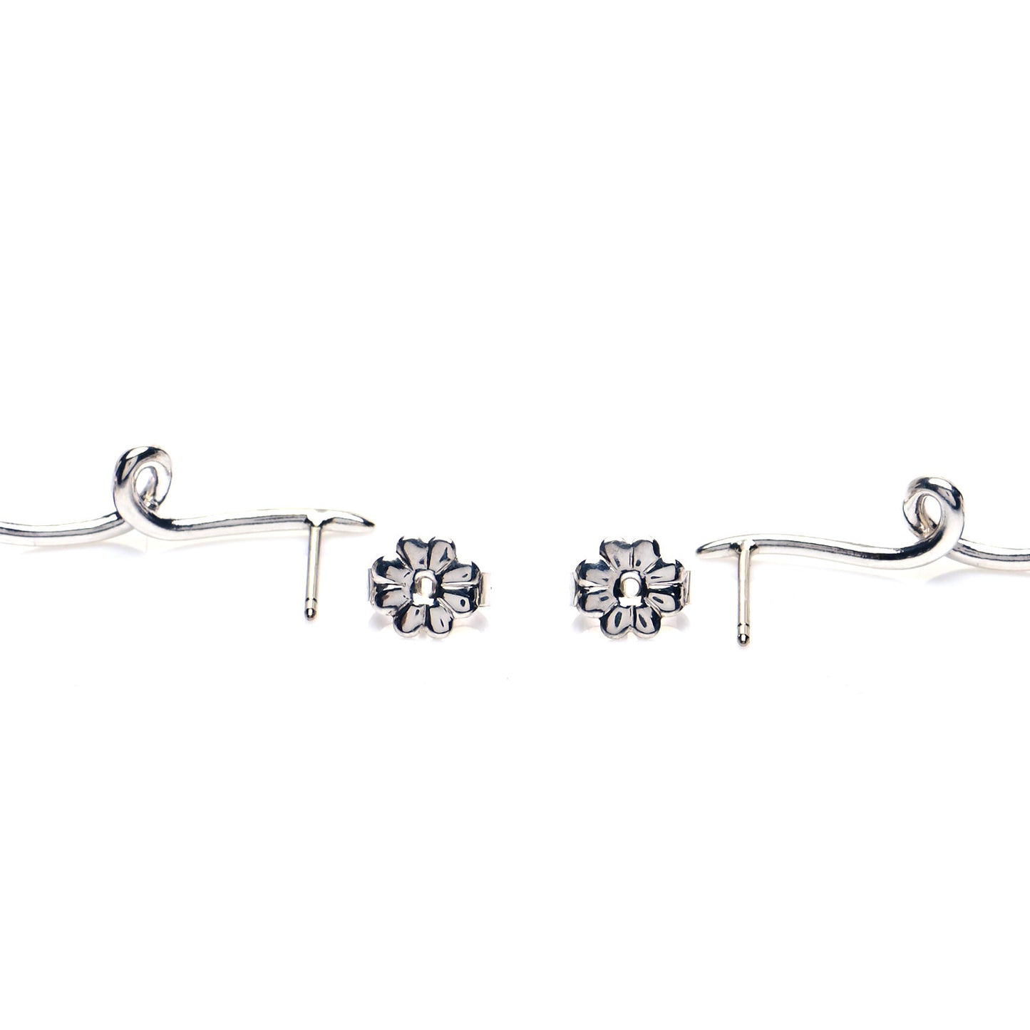 Sterling Silver Rose Quartz Twirl Drop Earrings