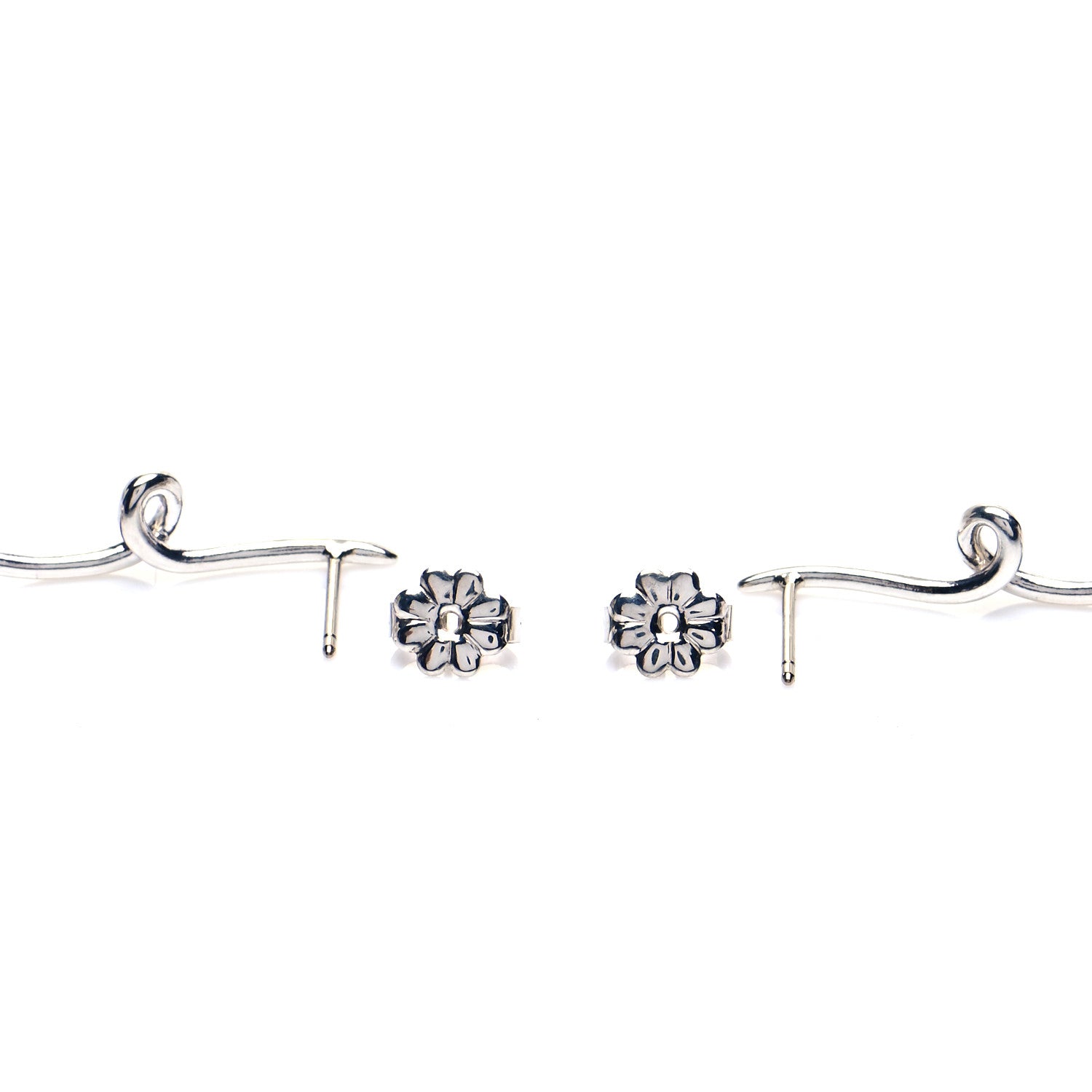 Tiffany Sterling Silver Rose Quartz Twirl Drop Earrings 4 of 4