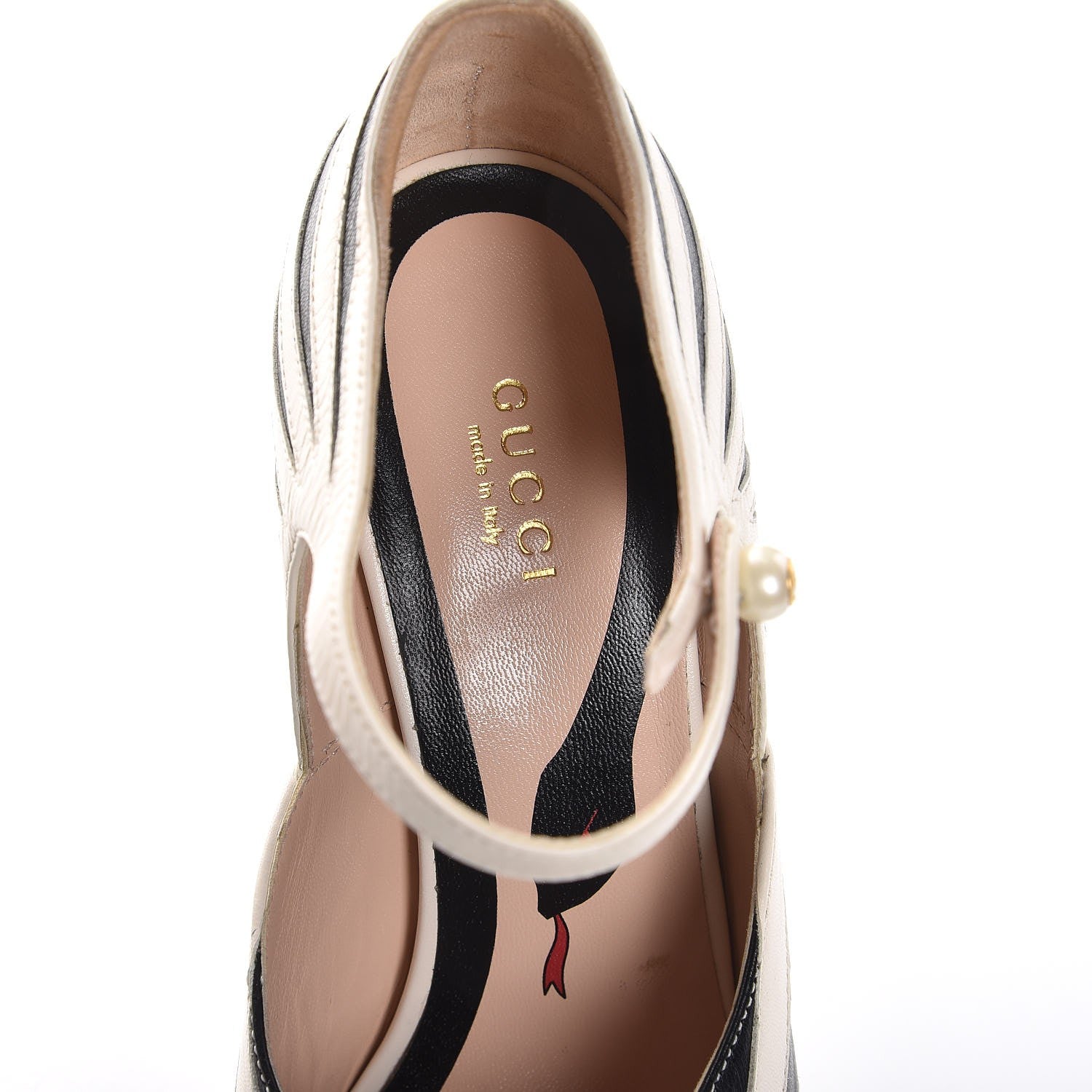 Gucci Malaga Kid Zebra Inlay Lesley Mary Jane Pumps 38.5 Mystic White Black 9 of 16