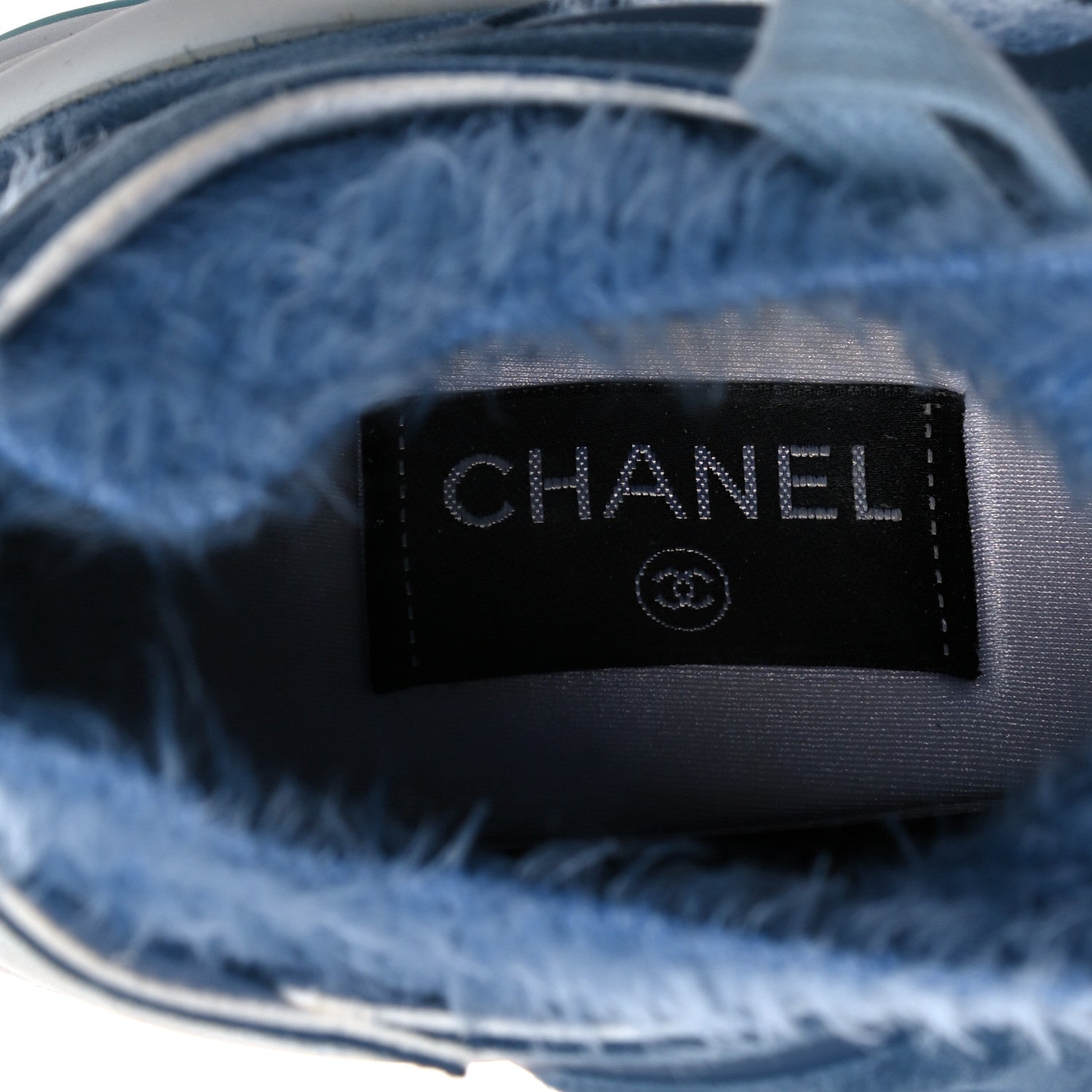 Chanel Suede Calfskin Stretch Fabric CC Sneakers Light Blue 6 of 14