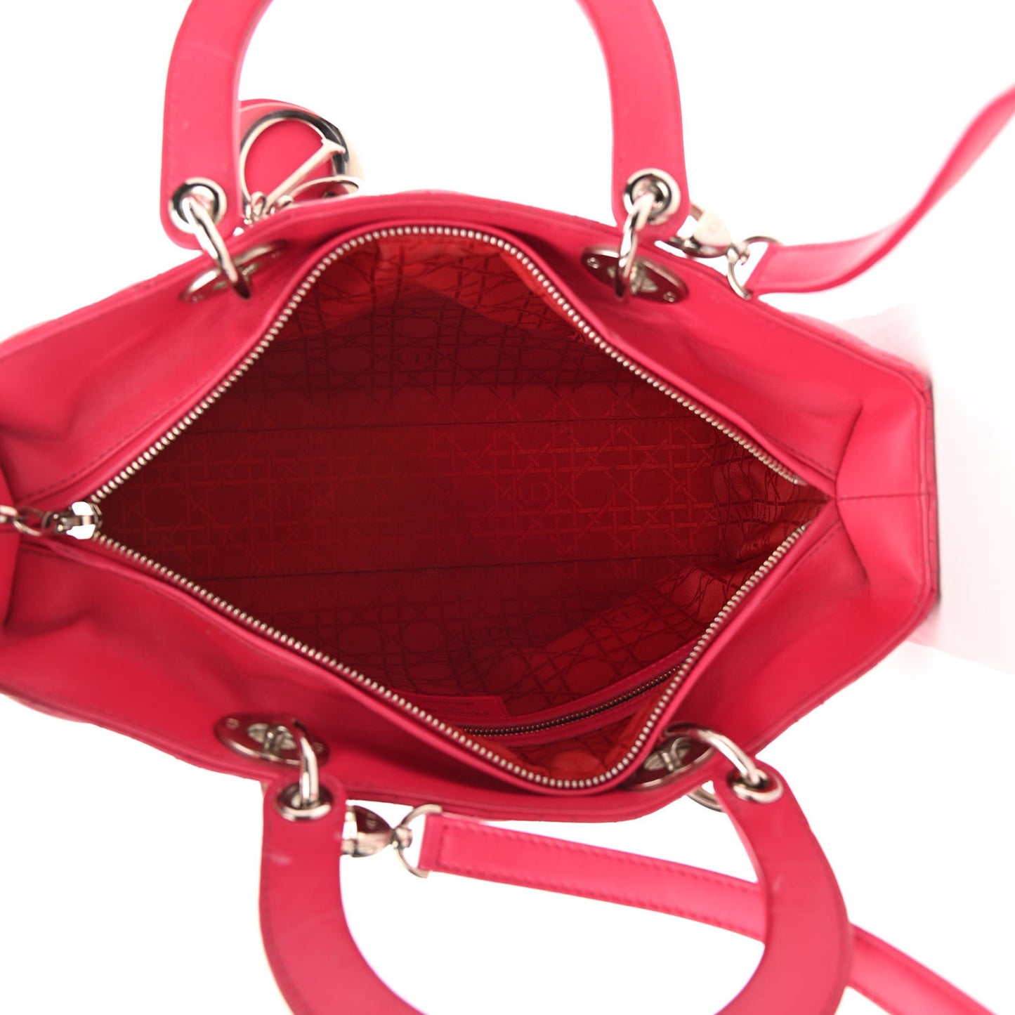Lambskin Cannage Large Lady Dior Fuchsia