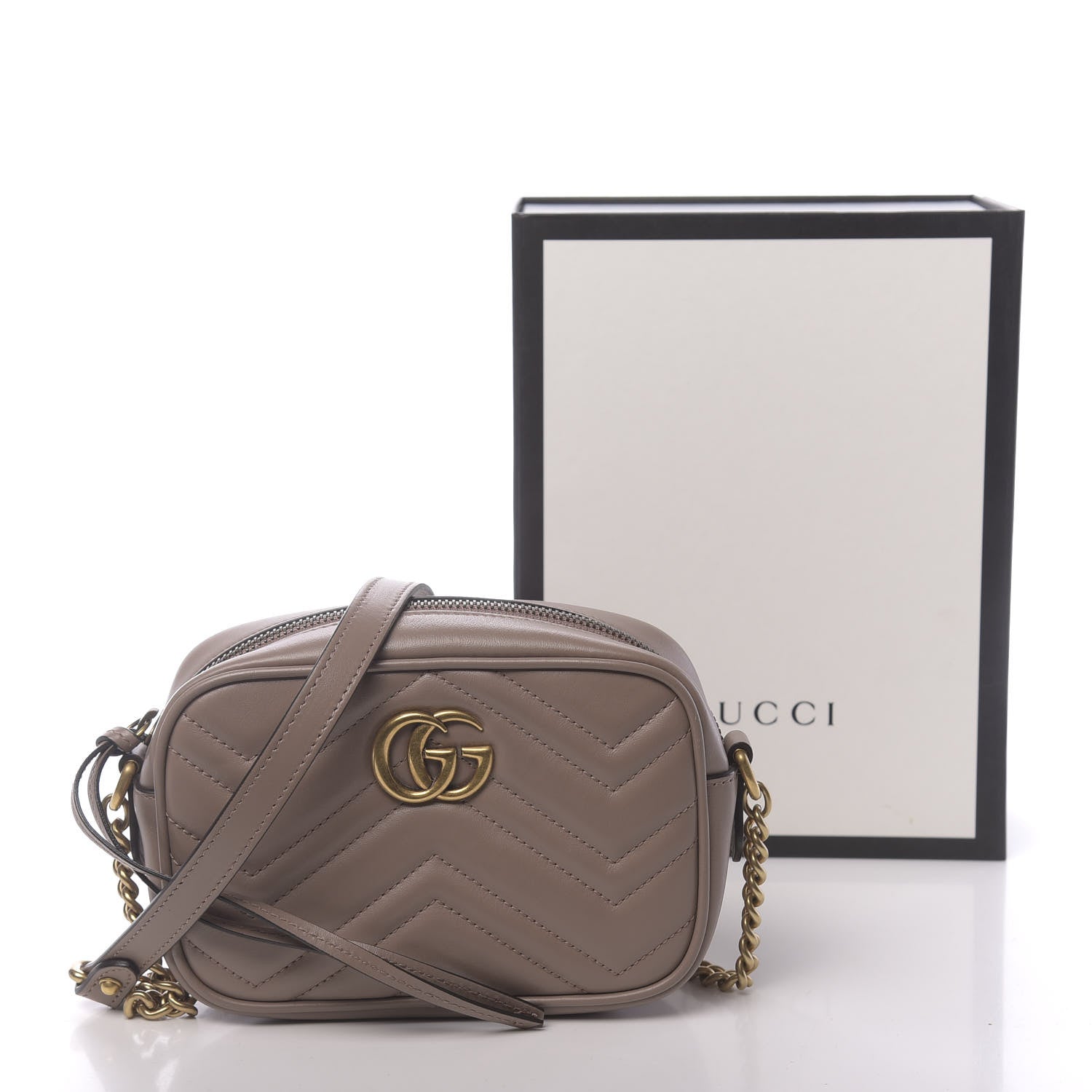 Gucci Calfskin Matelasse Mini GG Marmont Chain Shoulder Bag Porcelain Rose 12 of 12