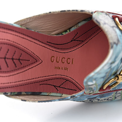 Gucci GG Supreme Monogram Blooms Womens Princetown Slippers 38 Beige Blue Navy Hibiscus Red 7 of 11