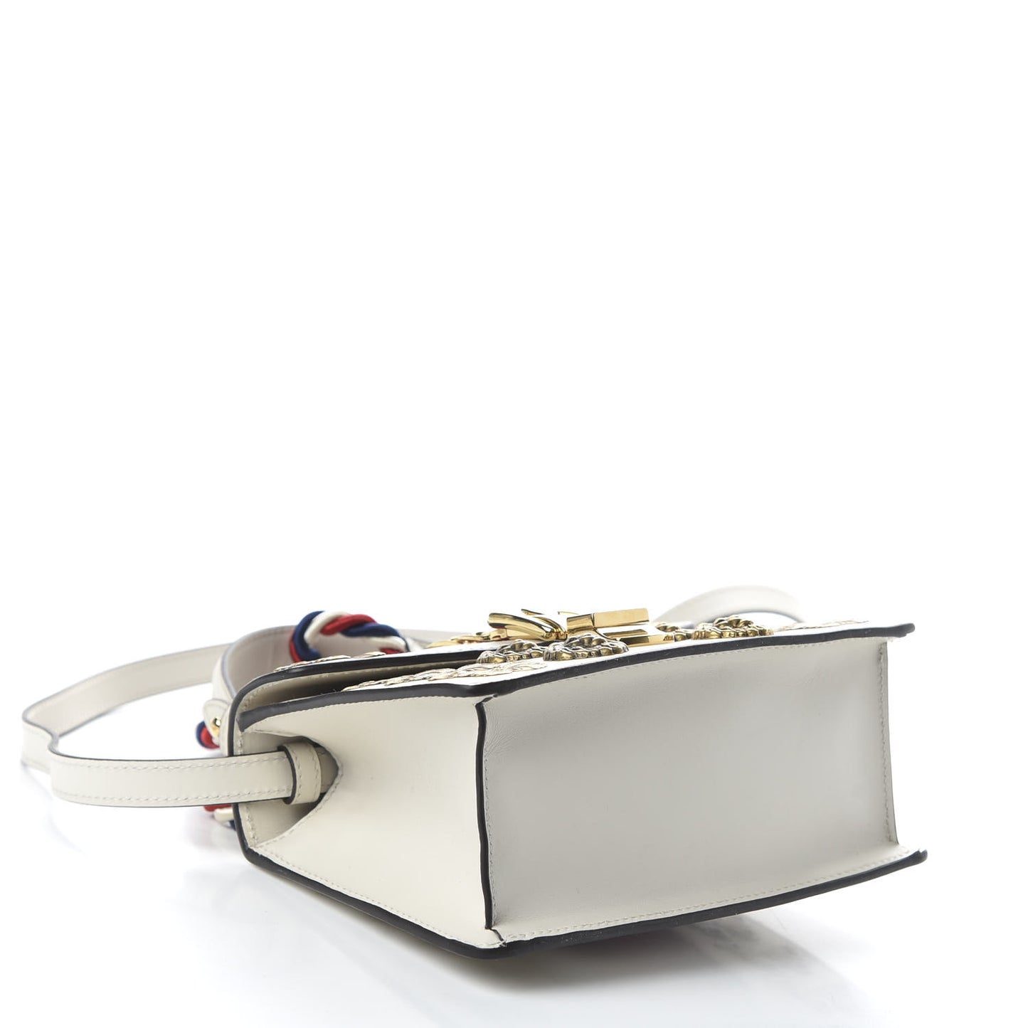 Calfskin Animal Studs Mini Sylvie Top Handle Bag White