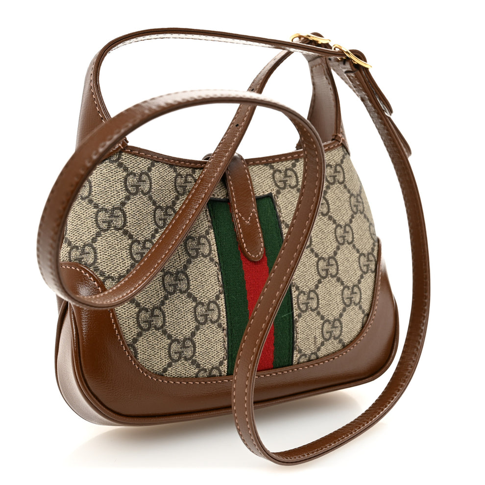 Gucci GG Supreme Monogram Azalea Calfskin Web Mini Jackie 1961 Hobo ...