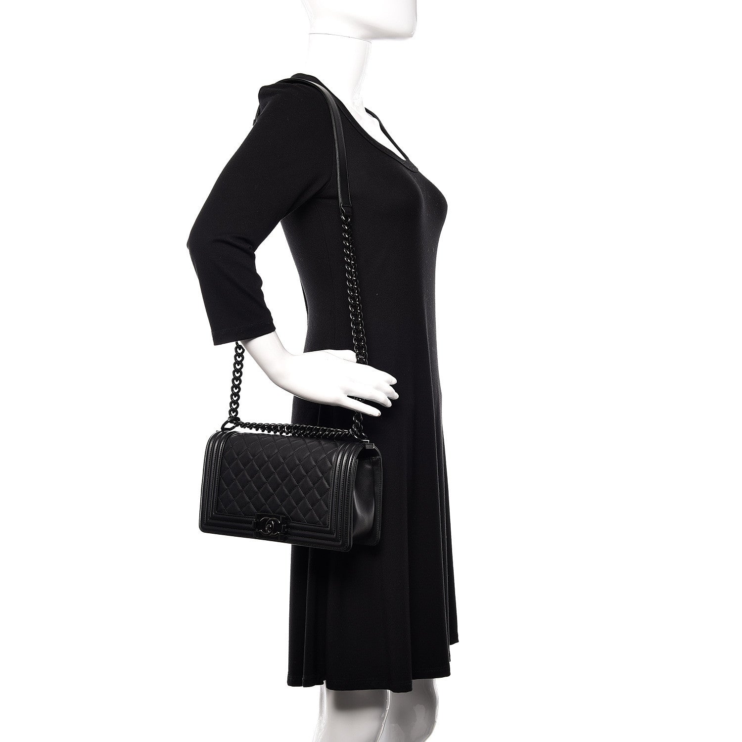 Chanel Calfskin Quilted Medium Boy Flap So Black 2 of 10