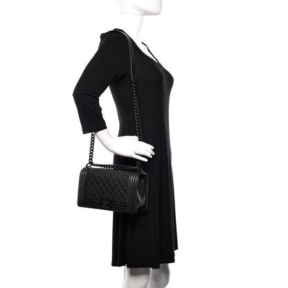 Chanel Calfskin Quilted Medium Boy Flap So Black 2 of 10