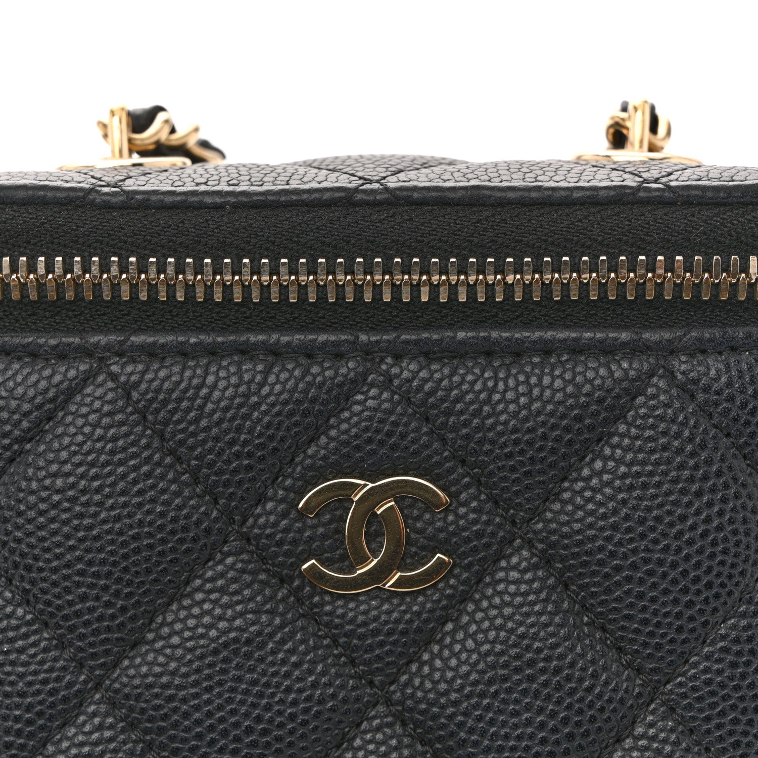 Chanel Caviar Quilted Small Vertical Coco Beauty Vanity Case With Chain Black 11 of 12