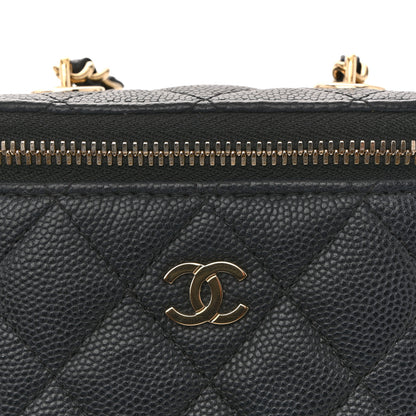 Chanel Caviar Quilted Small Vertical Coco Beauty Vanity Case With Chain Black 11 of 12