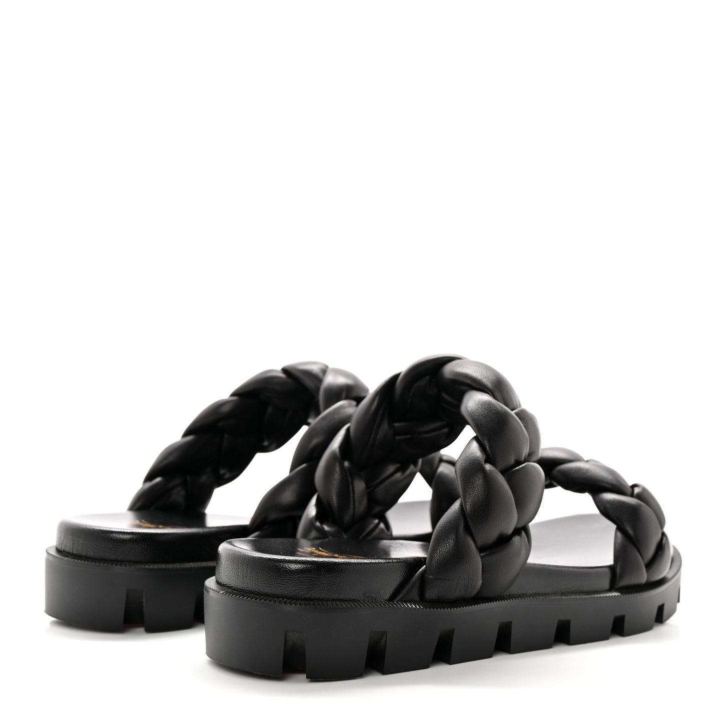 Calfskin Braided Just Brio Slide Sandals 36 Black