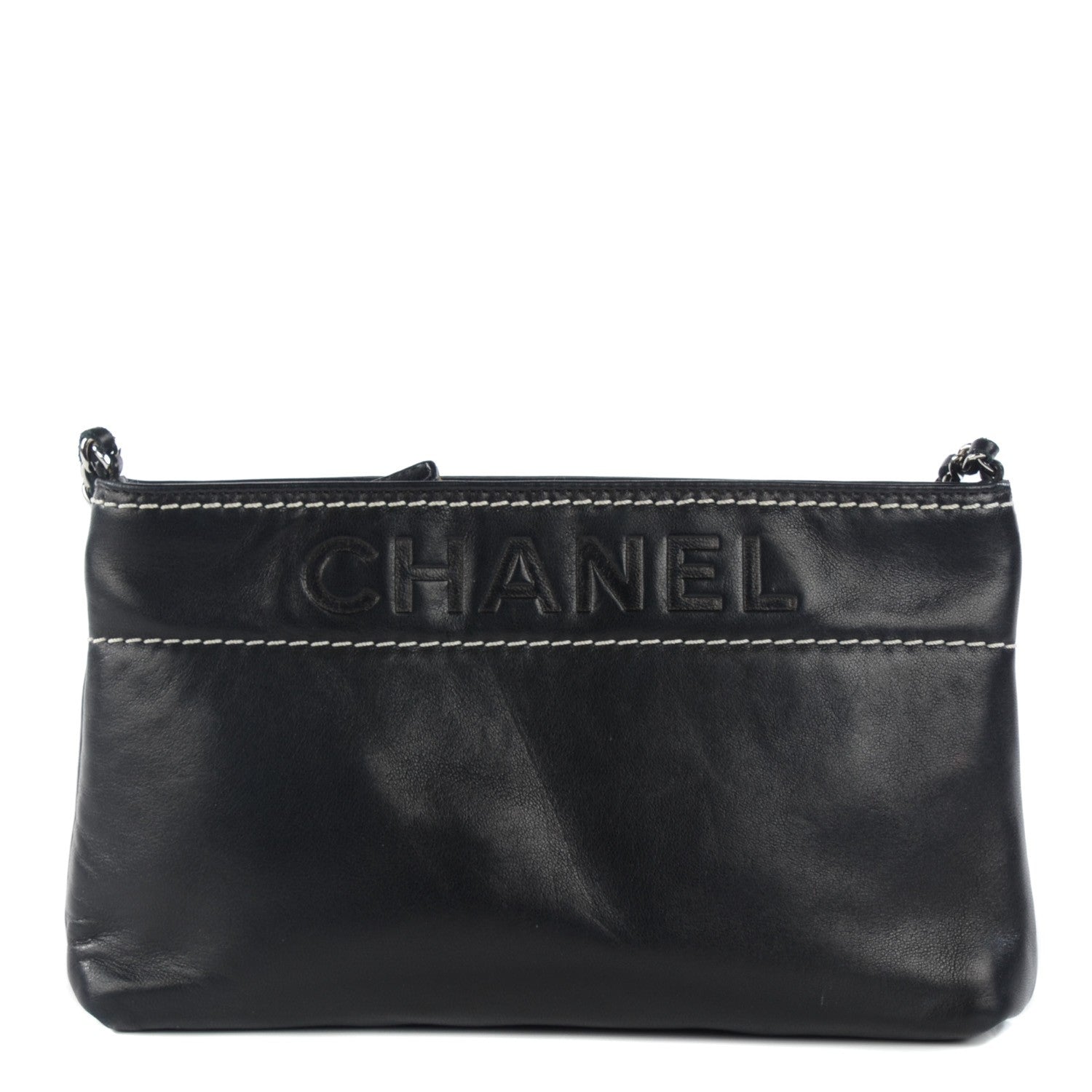 Chanel Leather Lax Pochette Bag Black 1 of 7