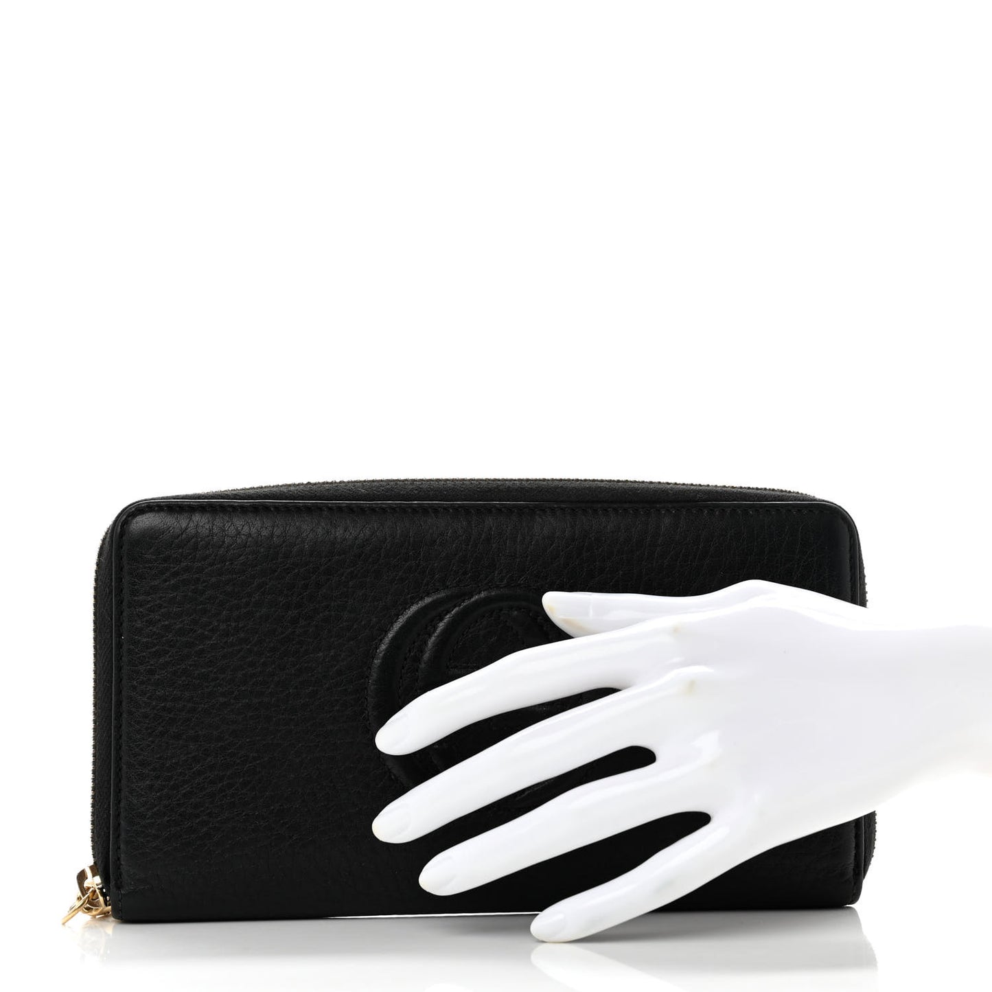 Pebbled Calfskin Soho Zip Around Wallet Black