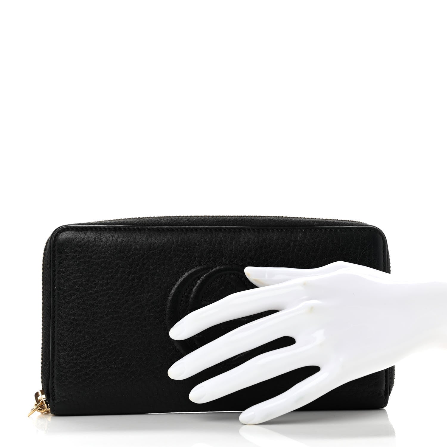 Gucci Pebbled Calfskin Soho Zip Around Wallet Black 2 of 8