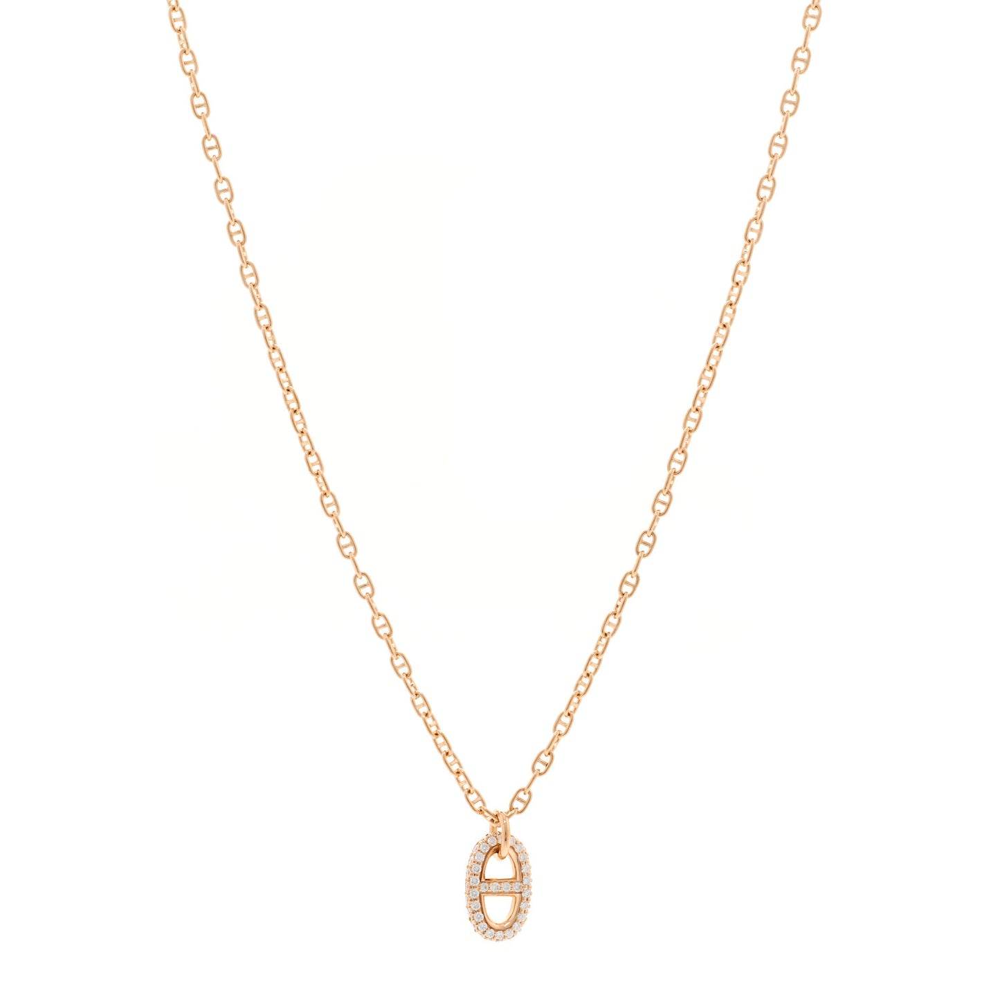 18K Rose Gold Diamond PM New Farandole Pendant Necklace ST